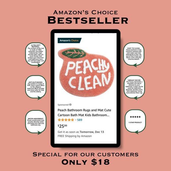 🍑 Peachy Clean Bath Mat 🍑 - Picture 7 of 8